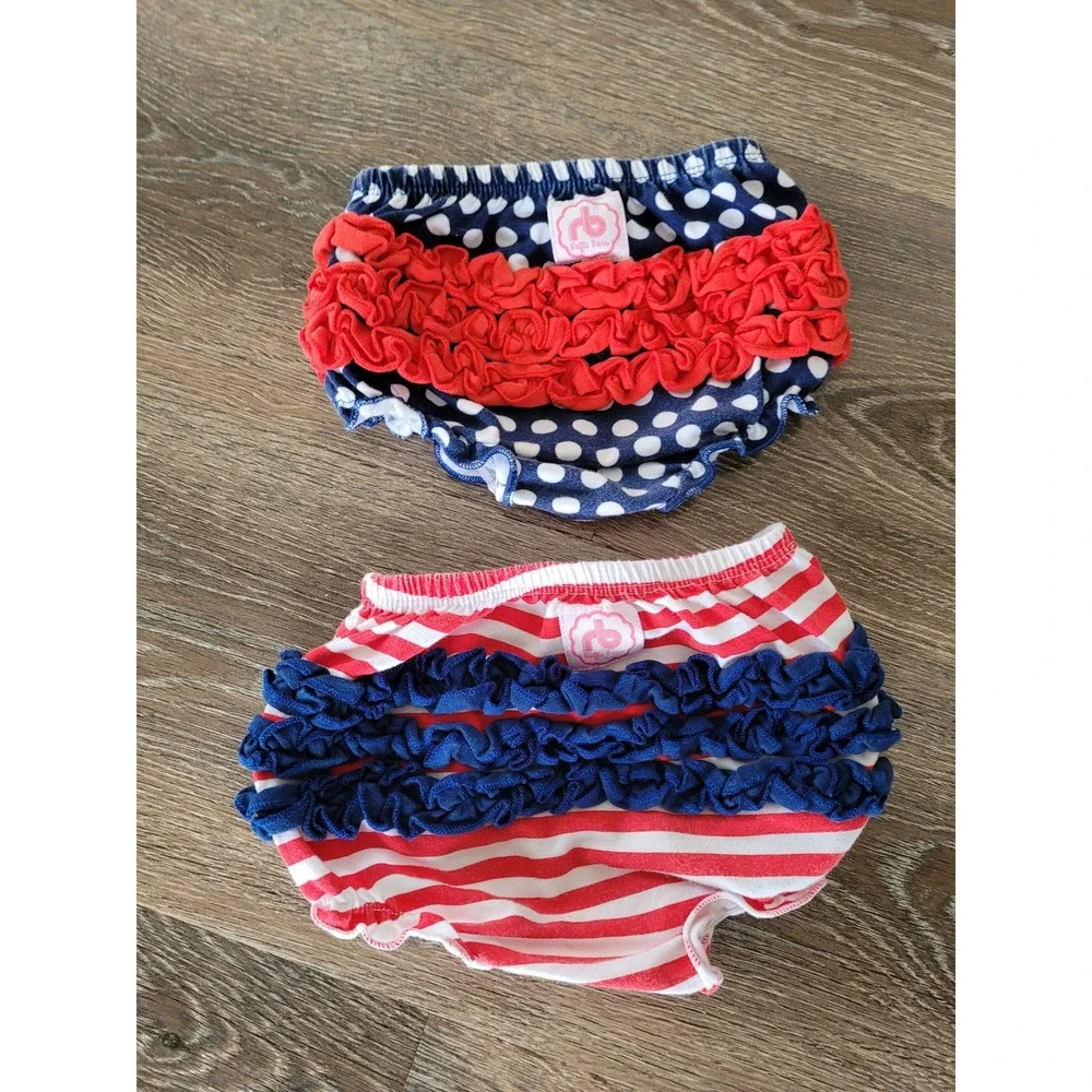 Ruffle Butts Patriotic Diaper Covers 0-6m‎ Red White Polka Dot Stripe Ruffle #6